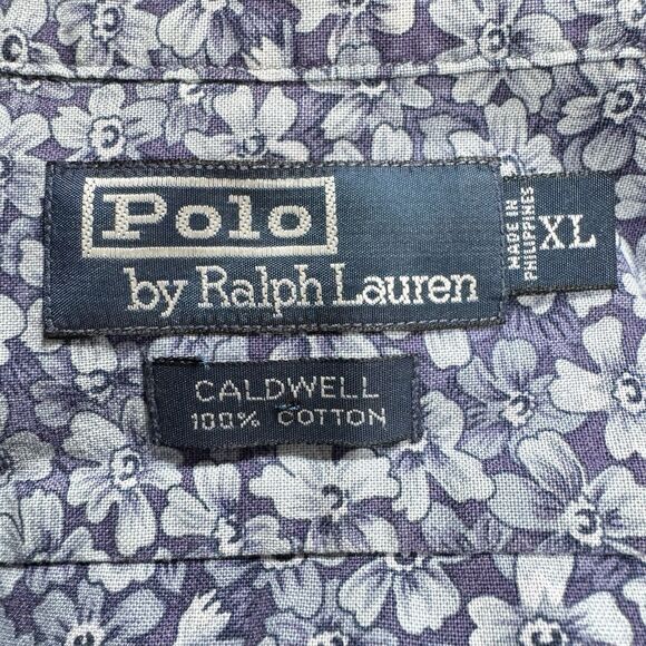 VTG Polo Ralph Lauren Shirt Caldwell Men XL Hawaiian Floral Camp Loop Collar AOP - Picture 5 of 10